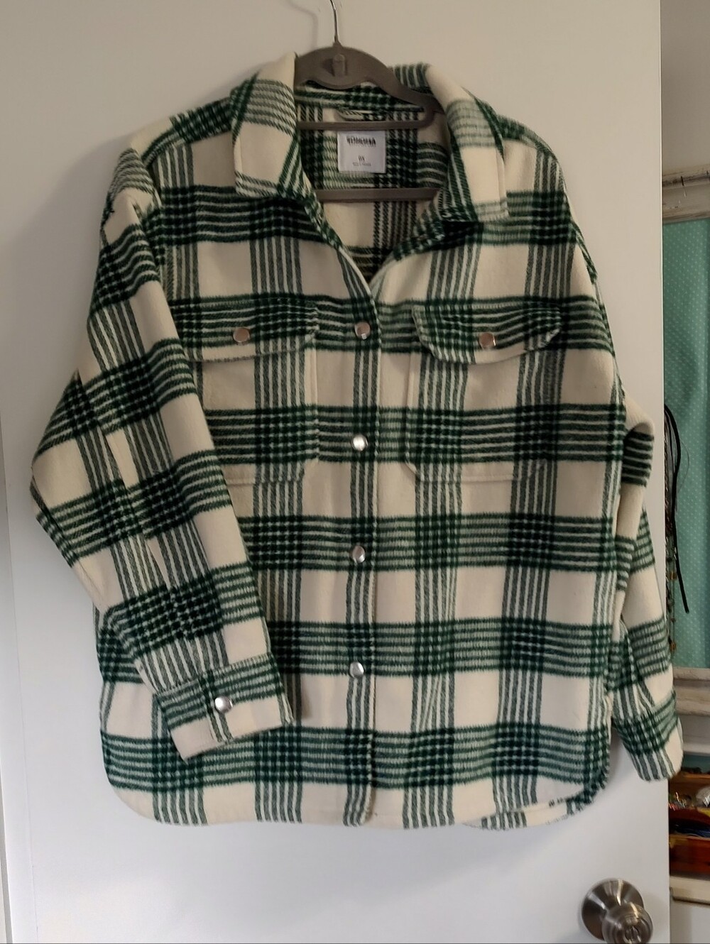 EUC Green Plaid Shirt Jacket